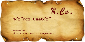 Müncz Csató névjegykártya